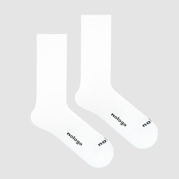 flatlay packshot of nologo classic white cycling socks